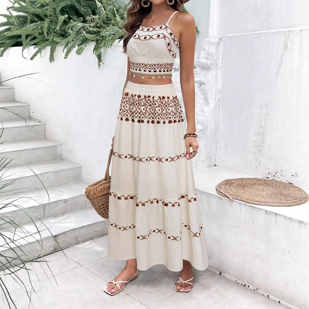 Damen Maxikleid mit zartem Stickmuster und luftiger Silhouette Stalluxe
