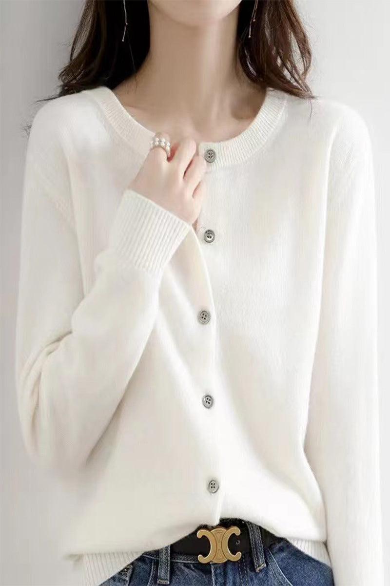Damen Langärmliger Cardigan aus weichem Feinstrick mit Knopfleiste Stalluxe