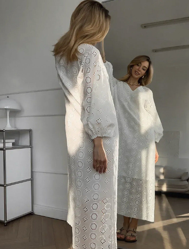 Damen Elegantes Luftiges Strandkleid mit Stickereidetails Stalluxe