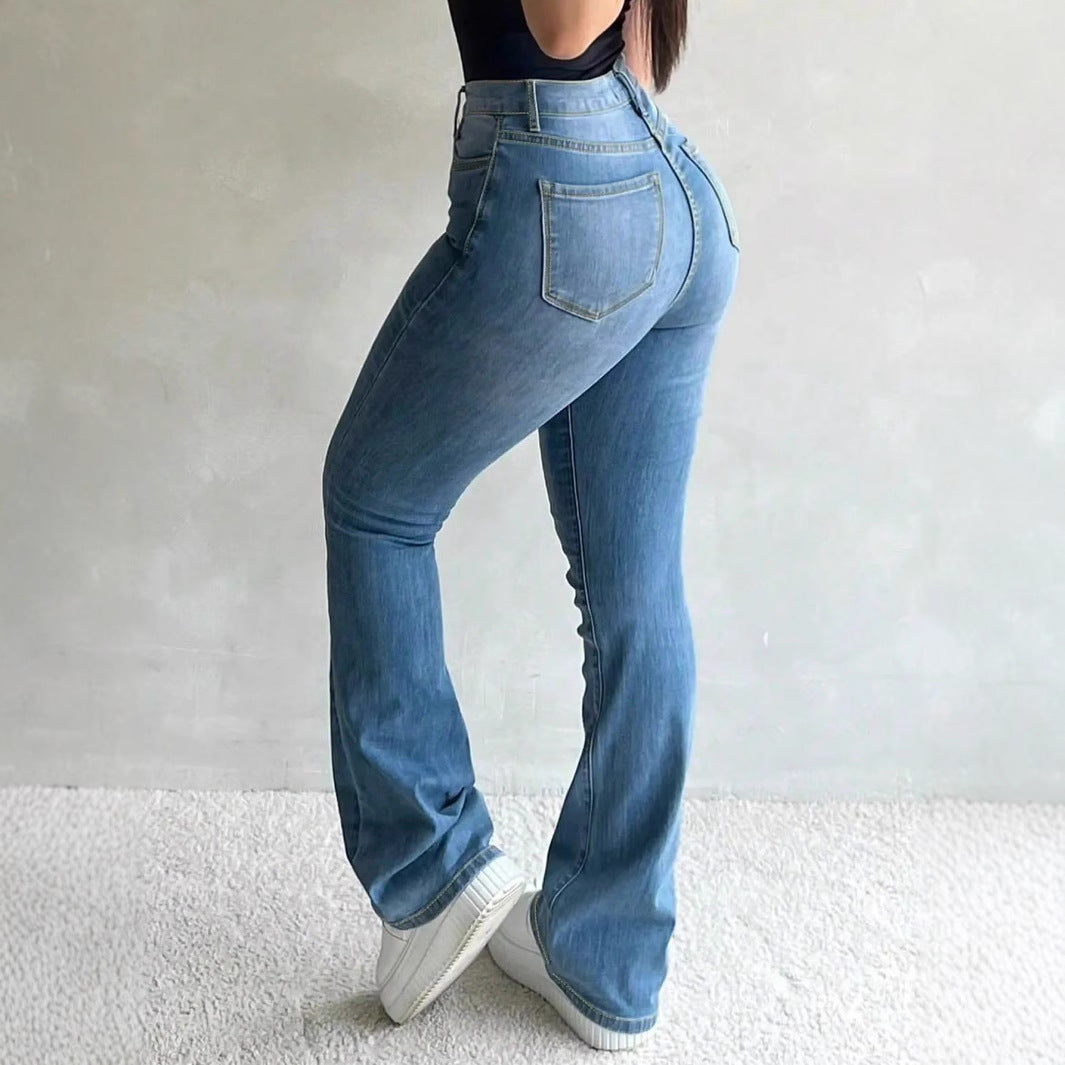 Damen Flared Jeans mit hohem Bund und figurformendem Schnitt Stalluxe