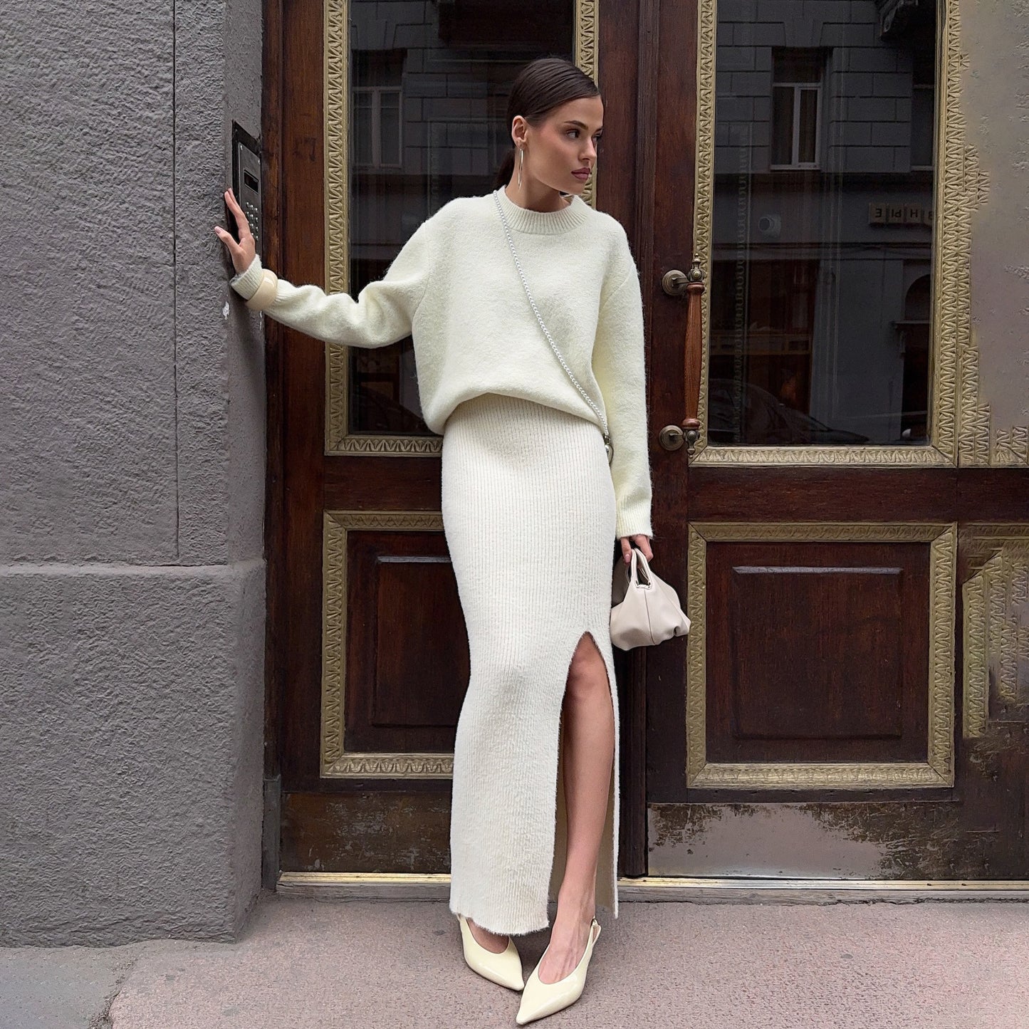 Damen Sweater-Rock-Outfit Stalluxe