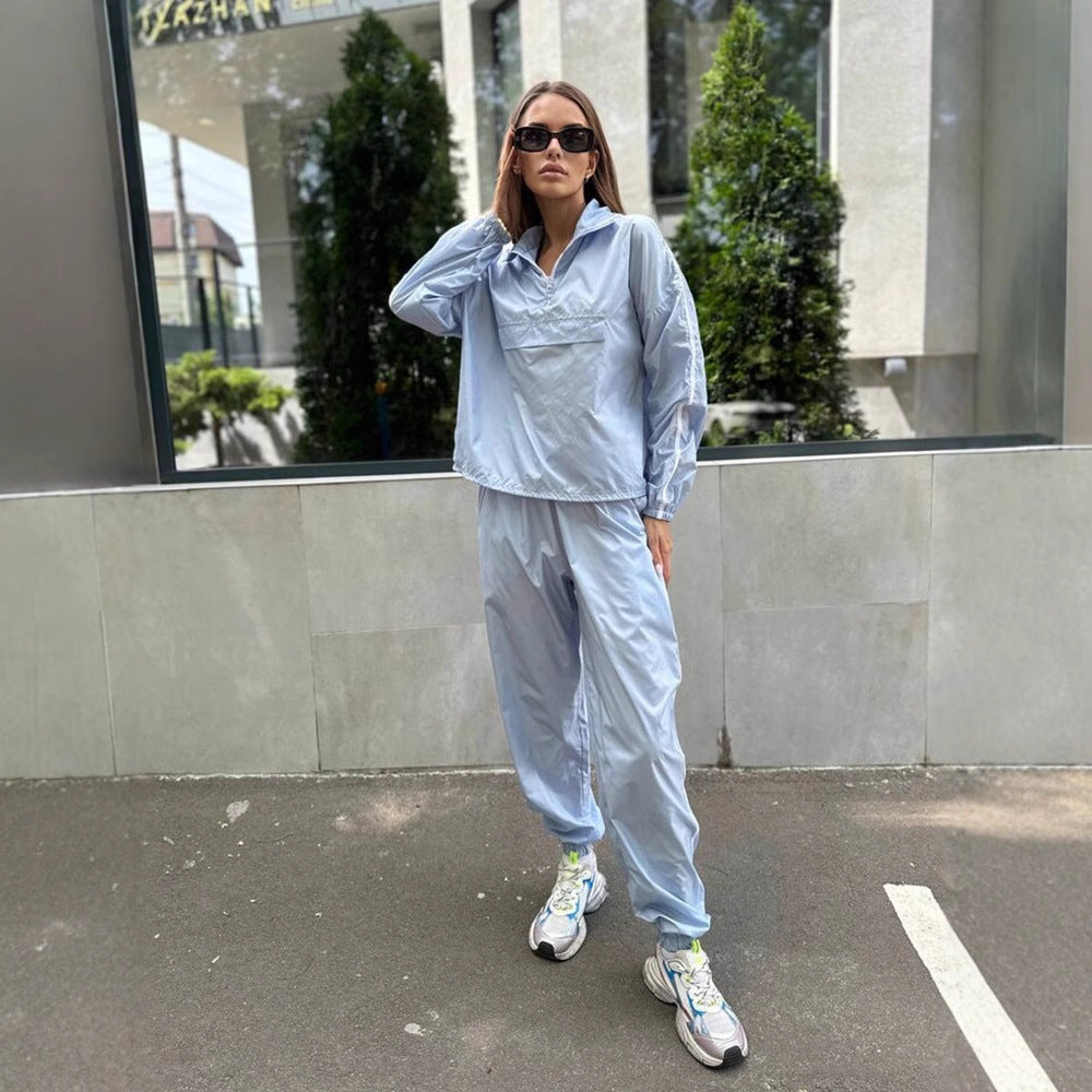 Damen sportlicher Funktionsanzug mit Stehkragen und elastischen Bündchen Stalluxe