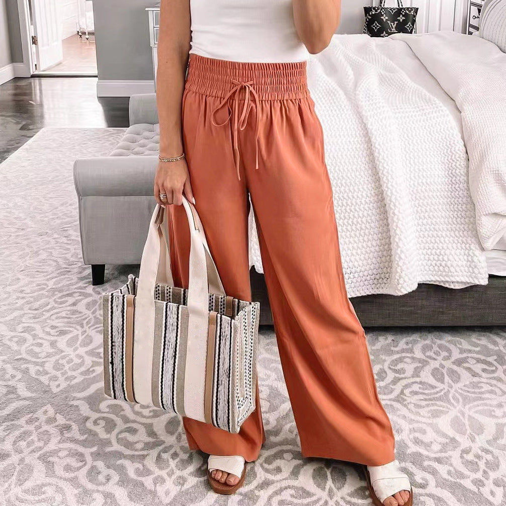 Damen Weit geschnittene Freizeithose mit elastischem Bund und verstellbarem Kordelzug Stalluxe