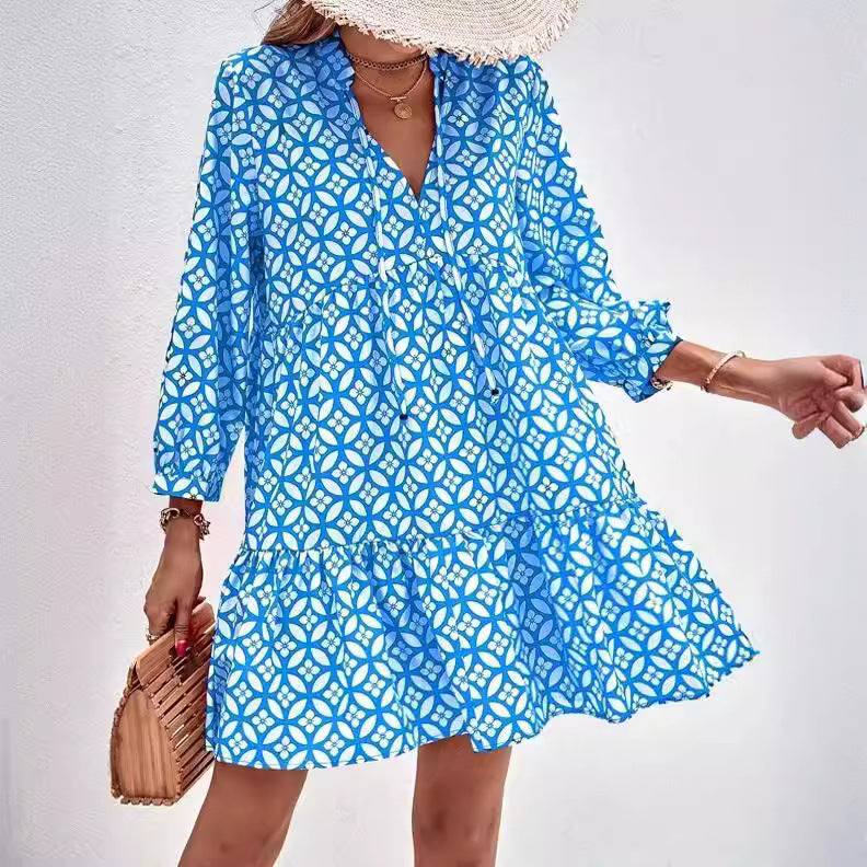 Damen Boho-Style Sommerkleid mit fließendem Schnitt und Rüschendetails Stalluxe