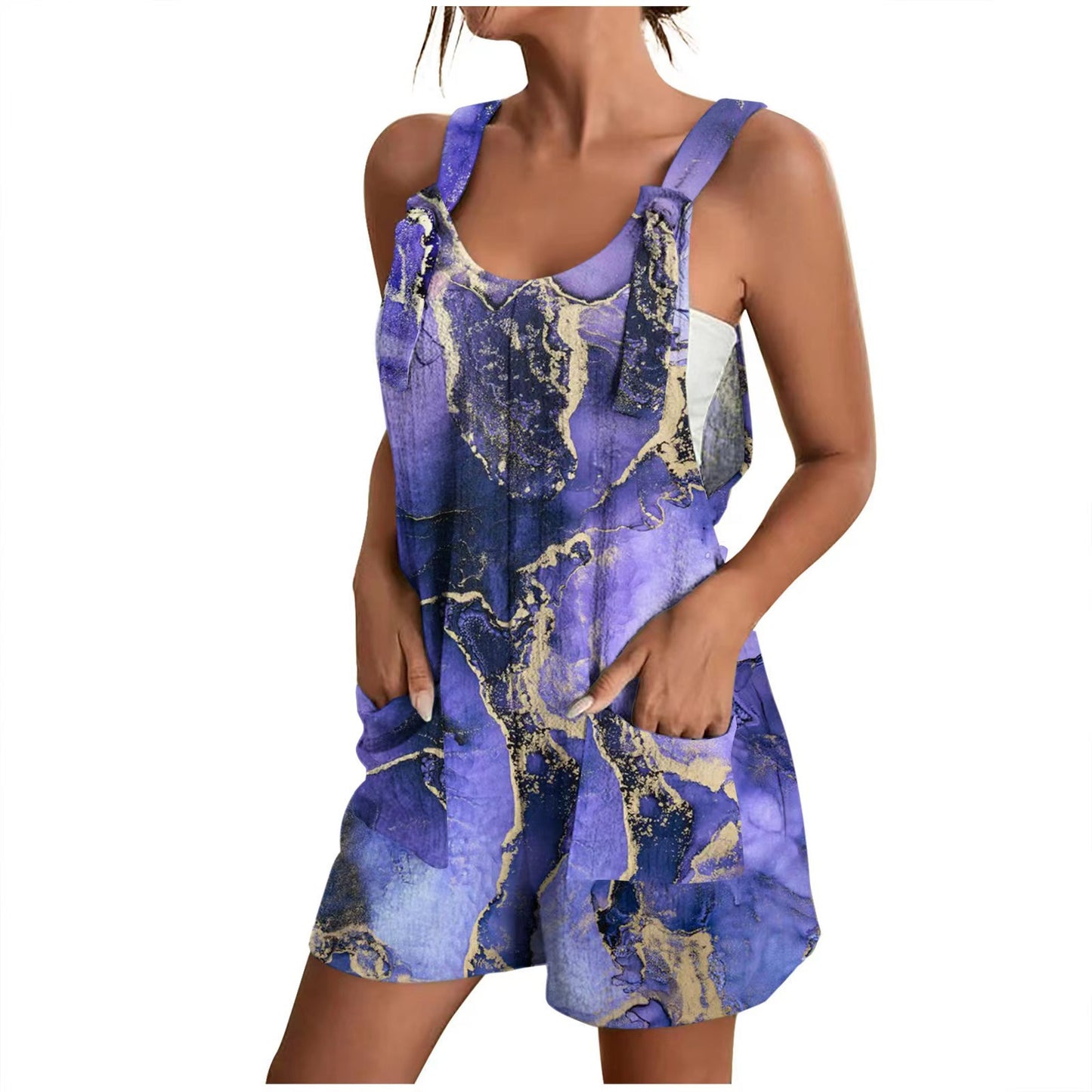 Damen Lässiger Sommeroverall mit floralem Print und praktischen Taschen Stalluxe