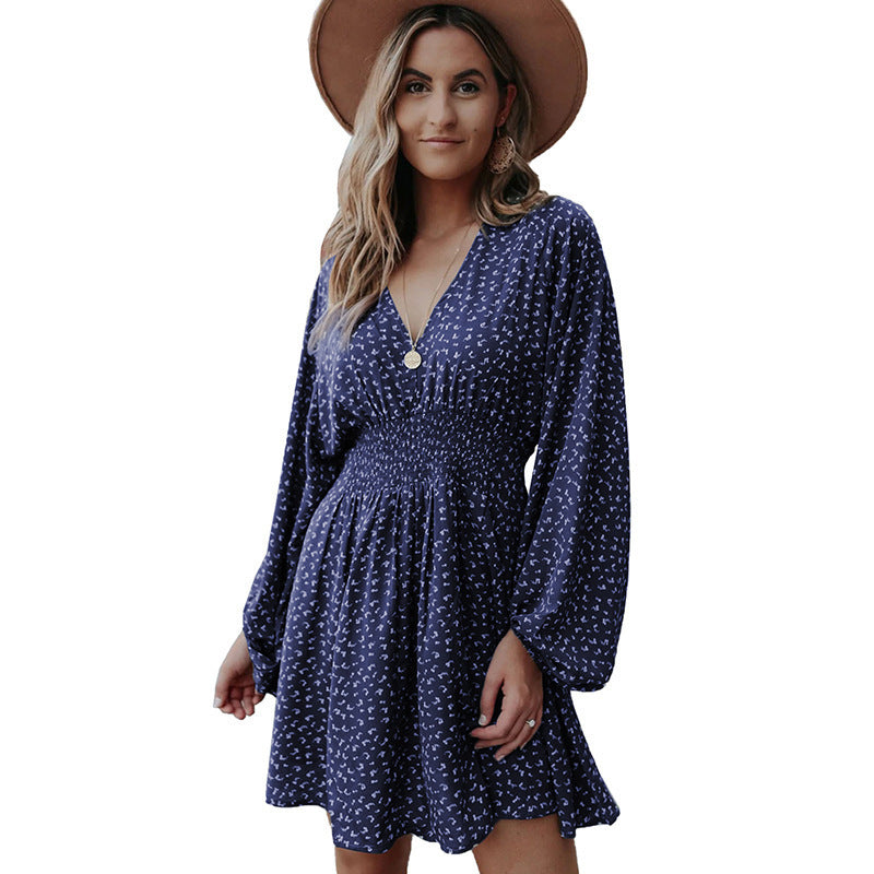 Damen Mini-Kleid mit vorteilhaftem V-Ausschnitt und elastischem Taillengürtel Stalluxe