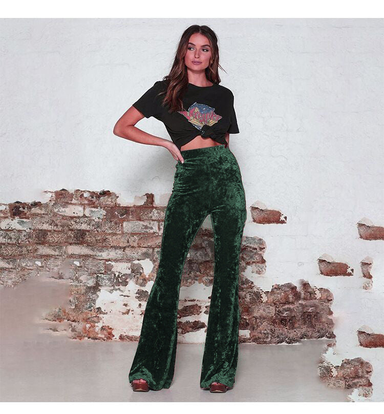 Damen Flared Hose aus luxuriösem Samt mit hohem Bund Stalluxe