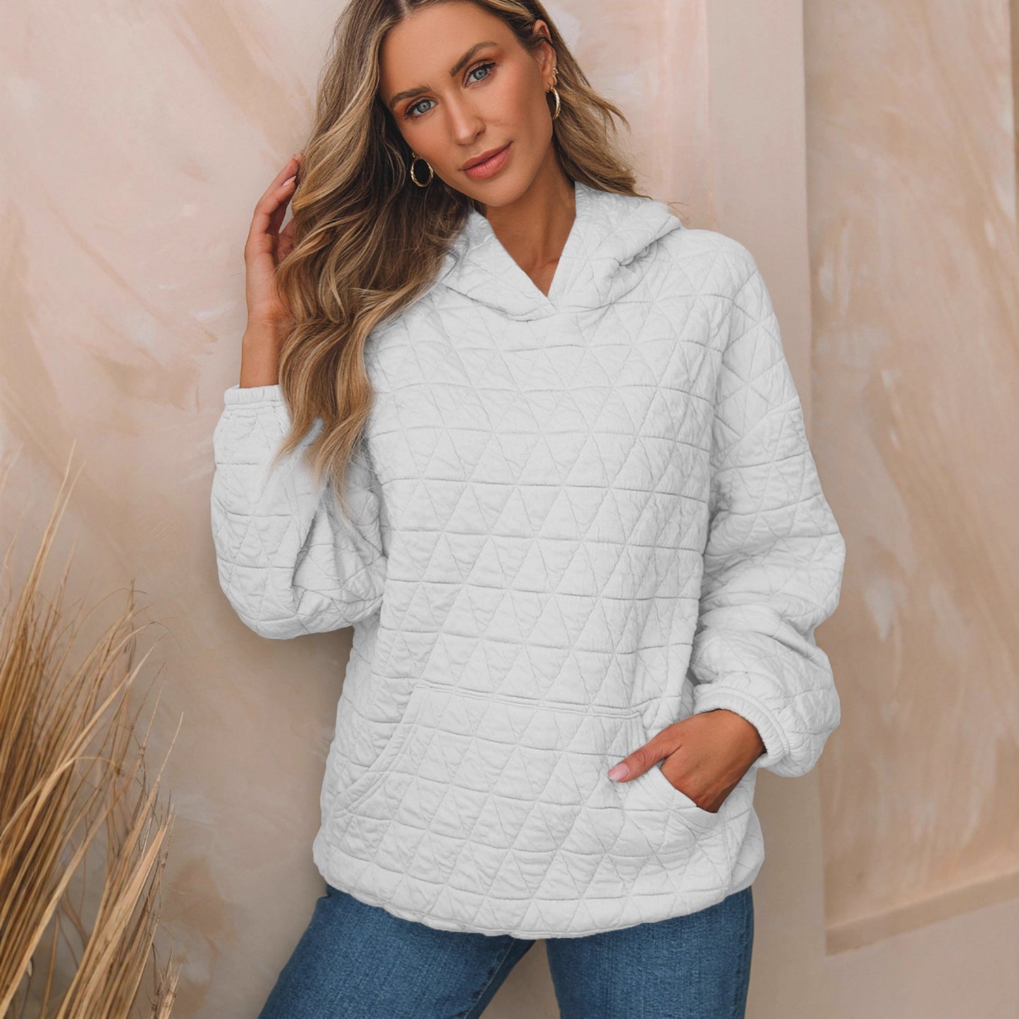 Damen gesteppter Kapuzenpullover mit oversized Schnitt und praktischen Taschen Stalluxe