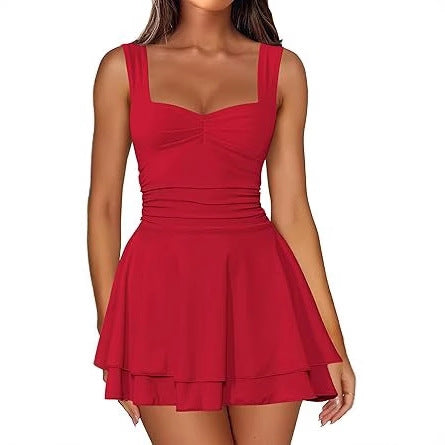 Damen Skaterkleid mit gerafftem Oberteil und ausgestelltem Rock Stalluxe