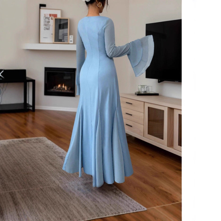 Damen Elegantes Maxikleid mit fließenden Ärmeln Stalluxe