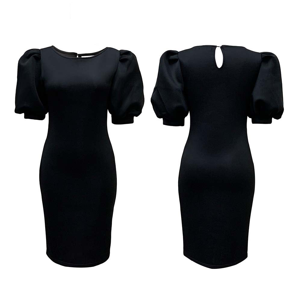 Damen figurbetontes Kleid mit voluminösen Puffärmeln Stalluxe