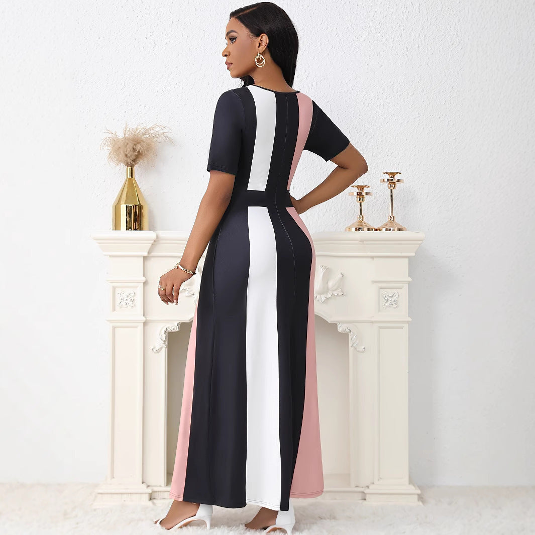 Damen Maxikleid mit modischem Blockstreifen-Design und praktischen Taschen Stalluxe