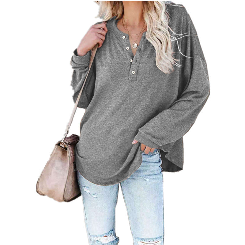 Damen Langarmshirt mit Knopfdetail und lässigem Schnitt Stalluxe