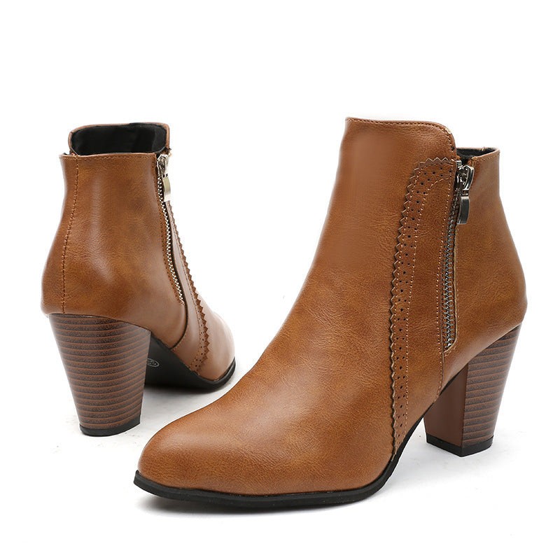 Damen elegante Stiefeletten mit modischem Reißverschluss und komfortablem Blockabsatz Stalluxe