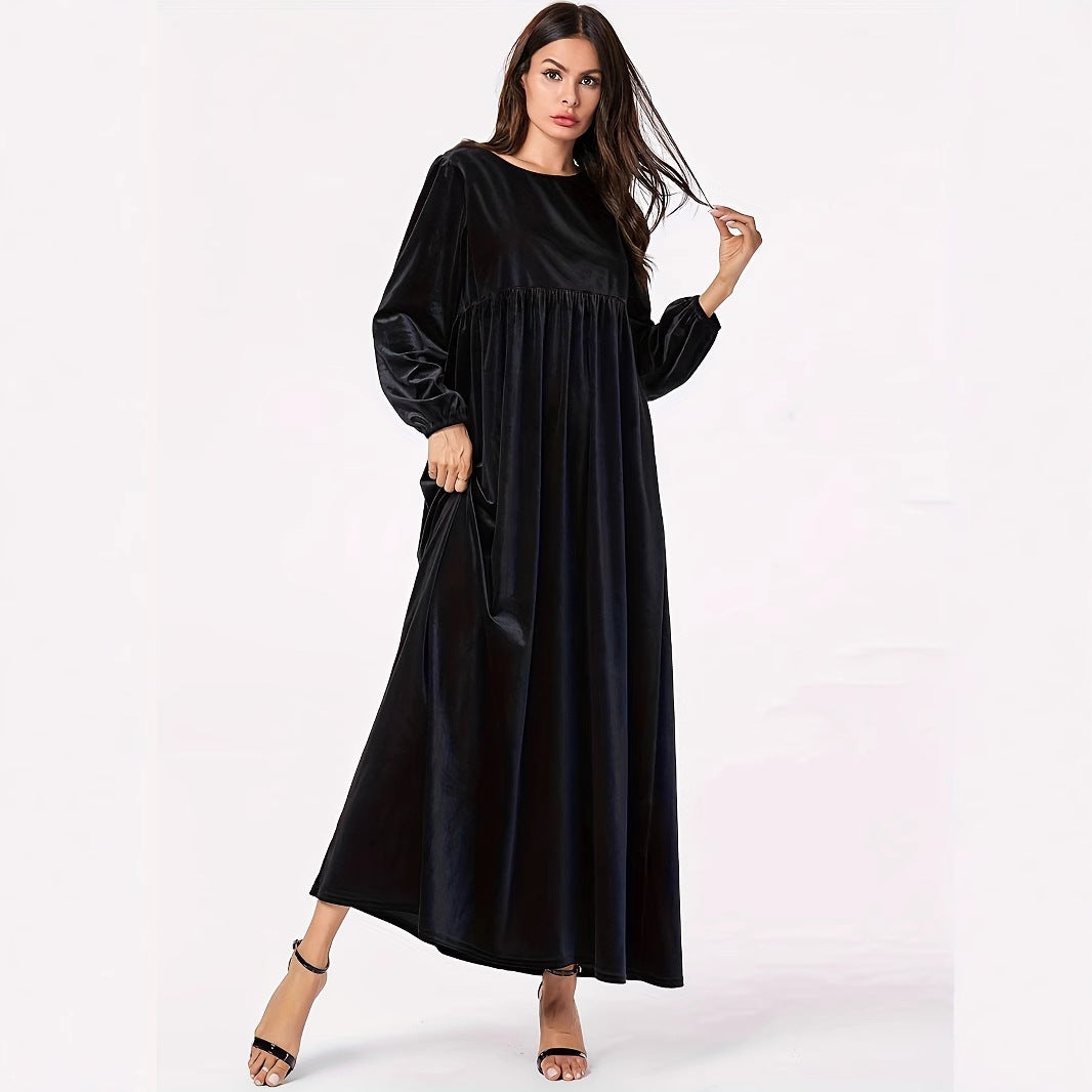 Damen Maxikleid aus luxuriösem Samt mit elegantem Faltenwurf Stalluxe