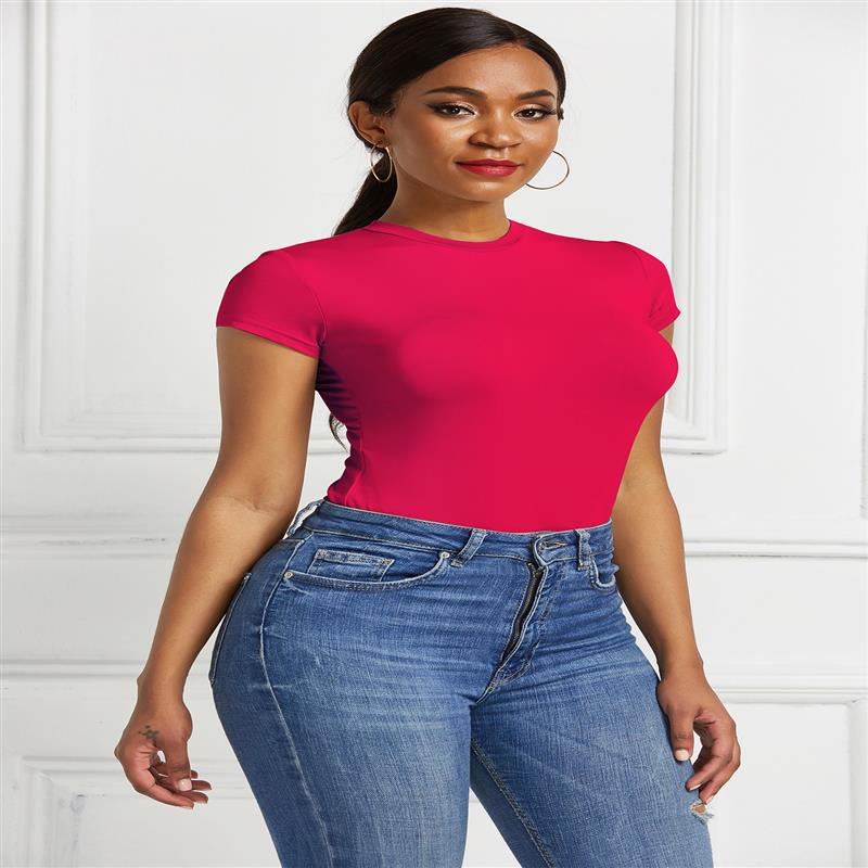 Damen figurbetontes T-Shirt mit kurzem Arm Stalluxe
