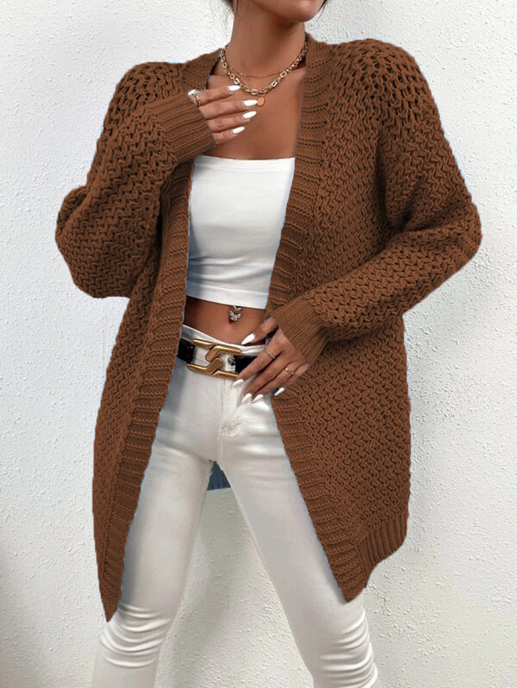 Damen Strickjacke mit offenem Schnitt und luxuriösem Texturmuster Stalluxe