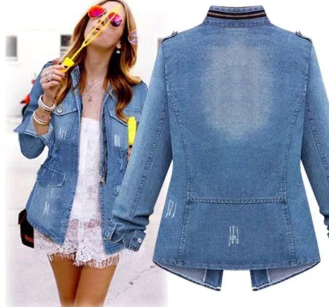 Damen Denim-Jacke mit praktischen aufgesetzten Taschen und Kordelzug Stalluxe