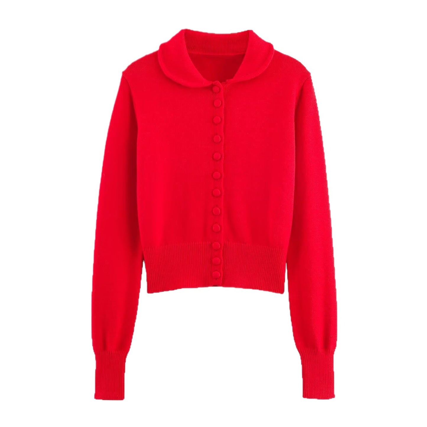 Damen modische Strickjacke mit Kragen und eleganter Knopfleiste Stalluxe