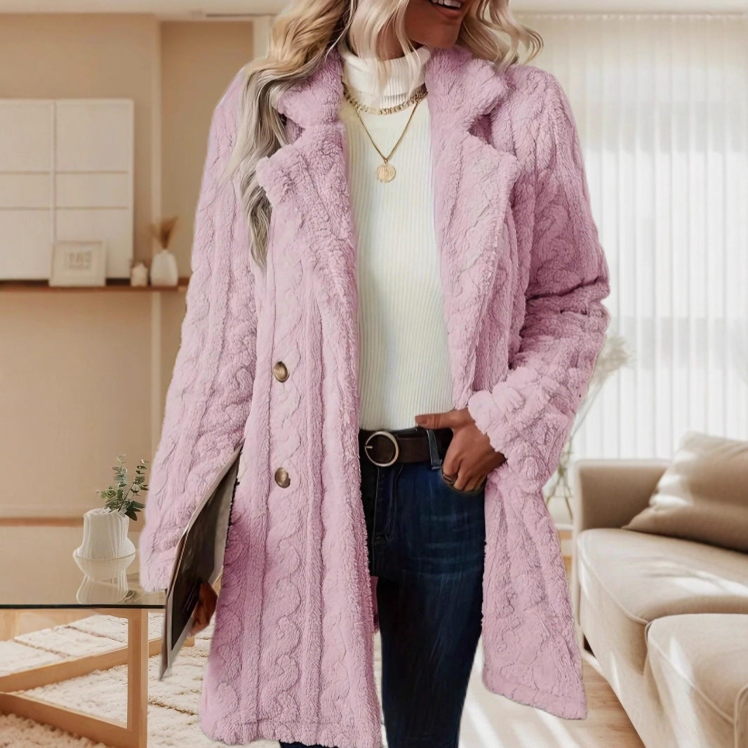 Damen Kuschelige Strickjacke mit hochfloriger Optik und knöpfbarem Verschluss Stalluxe
