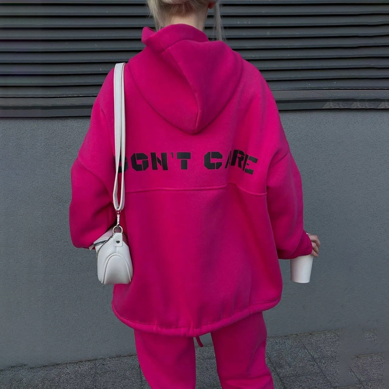 Damen lässiger Fleece-Jogginganzug mit oversized Hoodie und bequemer Hose Stalluxe