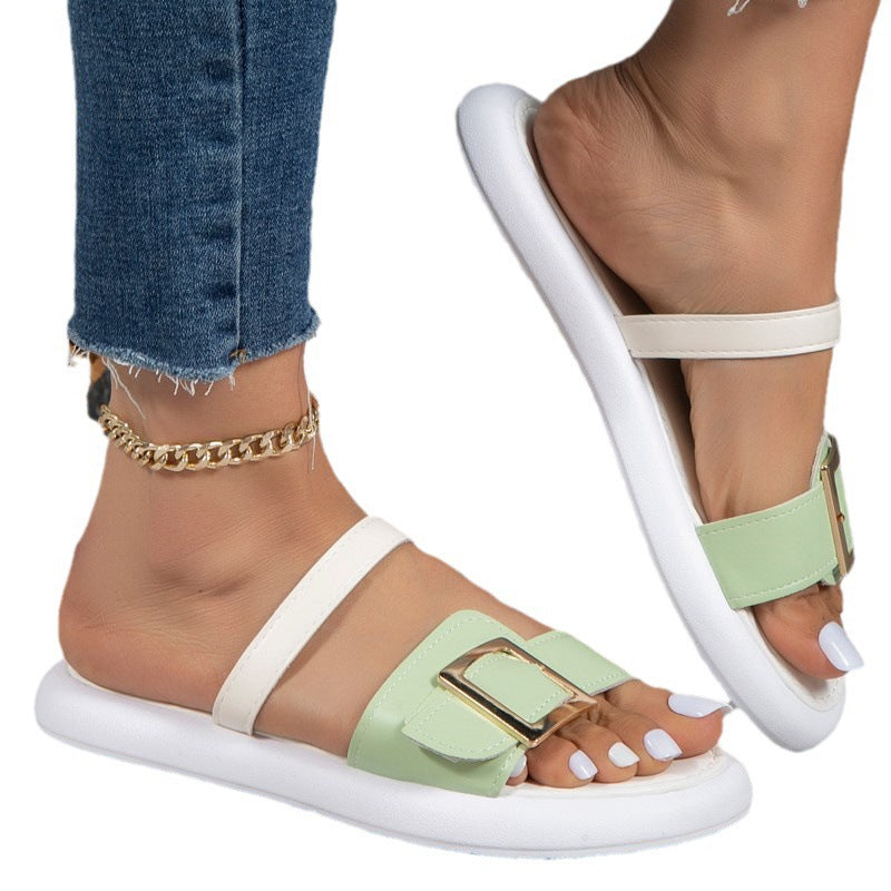 Damen modische Riemensandalen mit doppeltem Riemen-Design und schickem Schnallenverschluss Stalluxe