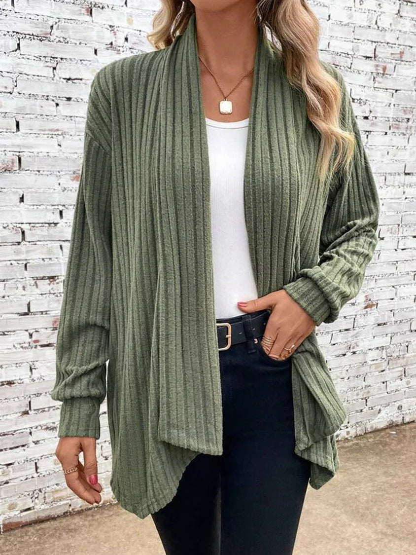 Damen lässiger Strickcardigan mit markantem Rippdesign Stalluxe