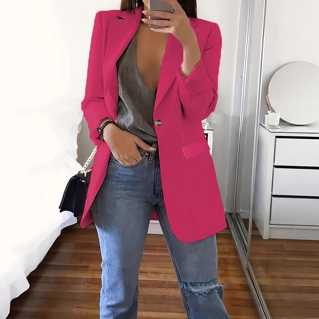 Damen Eleganter Blazer mit tiefem V-Ausschnitt und schmalem Schnitt Stalluxe