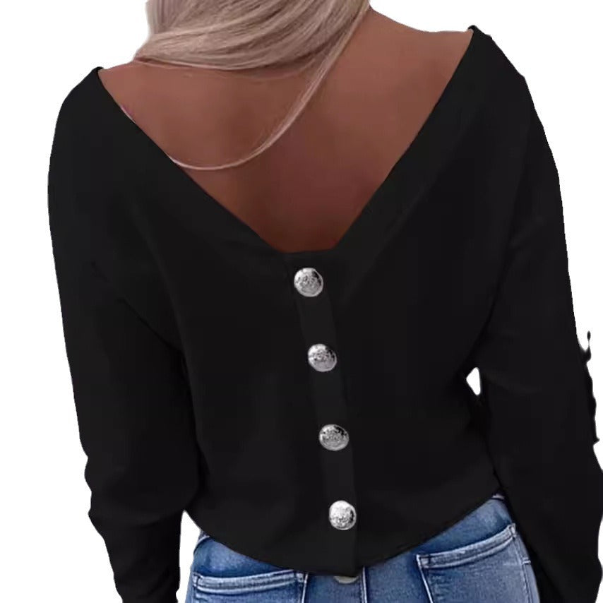 Damen Off-Shoulder Bluse mit Knopfdetail Stalluxe