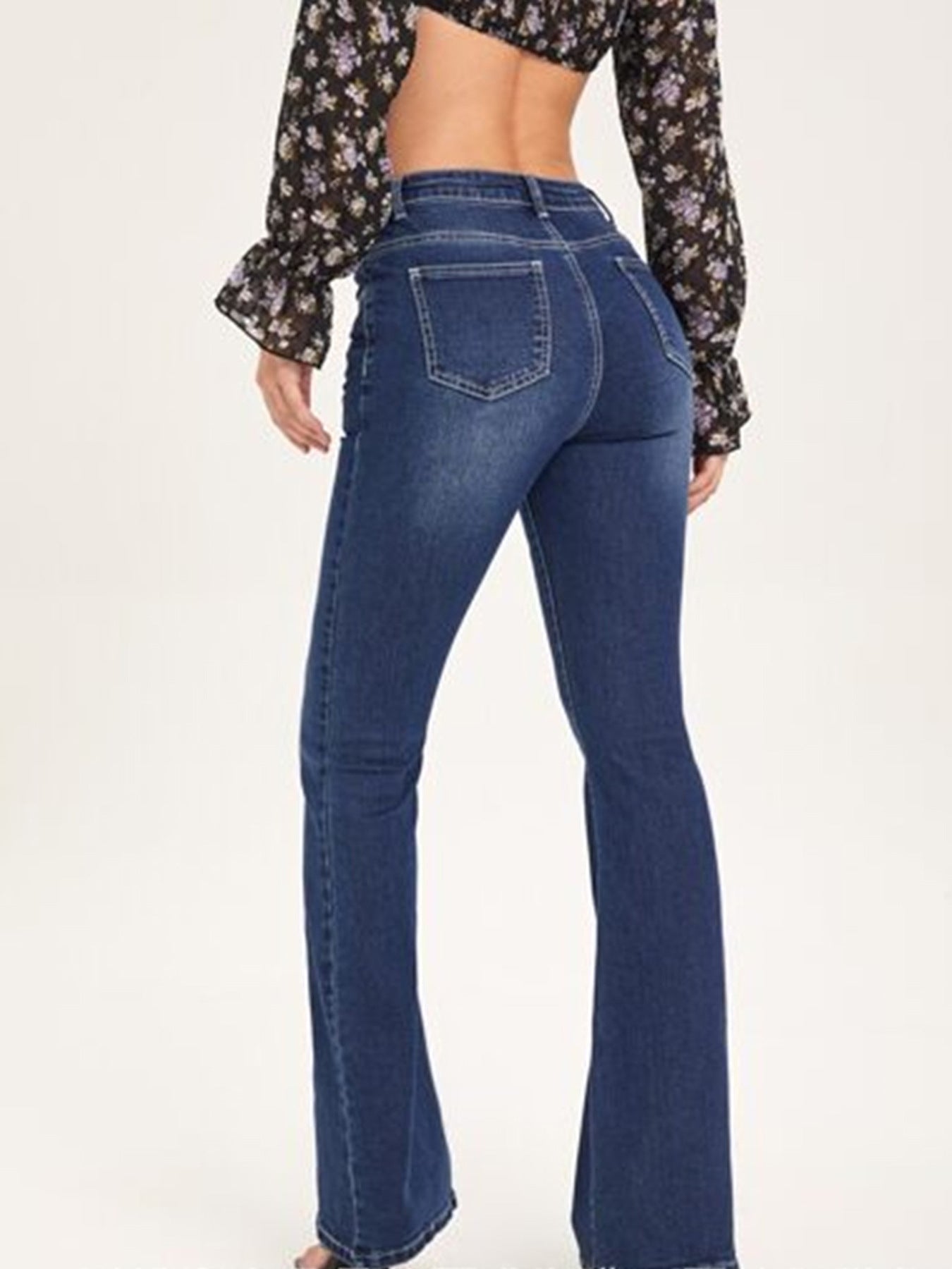 Damen Bootcut Jeans mit verschlissenen Details und hohem Bund Stalluxe