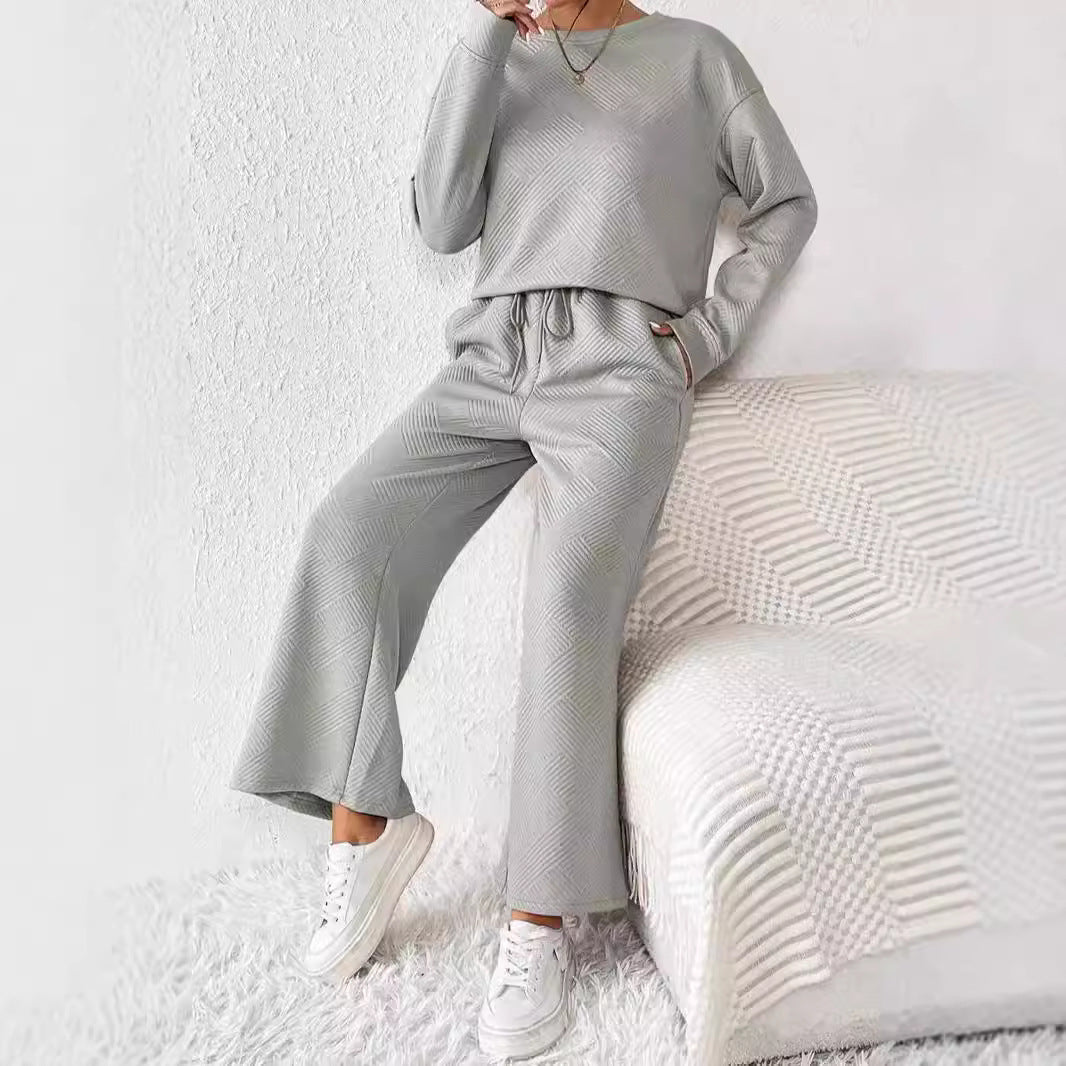 Damen Freizeitanzug mit elastischem Bund und geometrischem Muster Stalluxe
