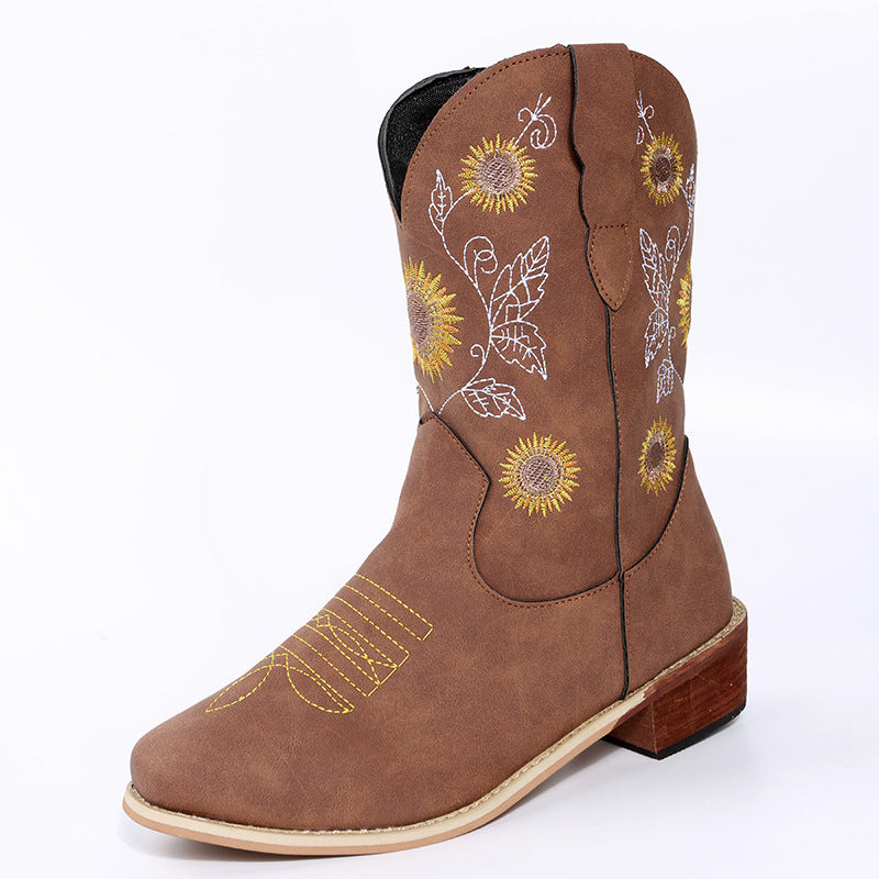 Damen Cowboystiefel mit verspieltem Blumenmuster Stalluxe