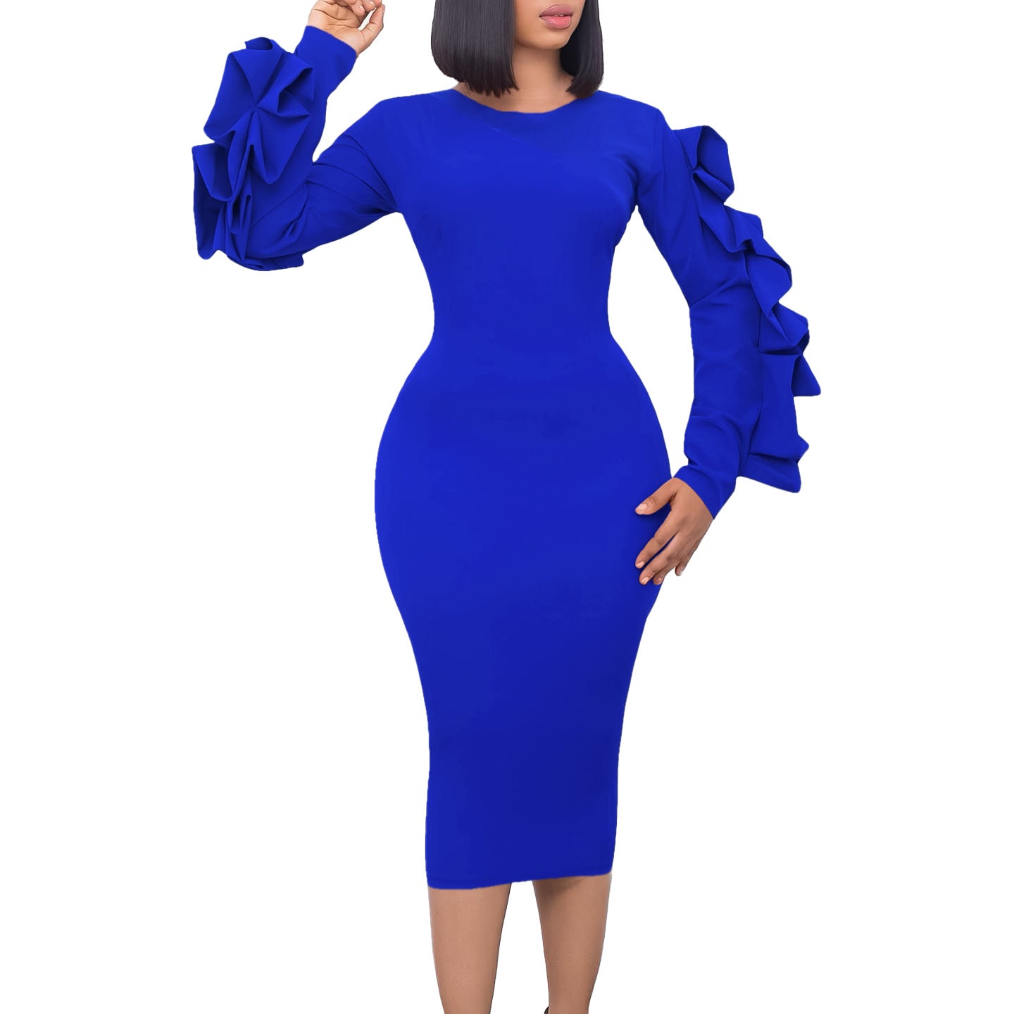 Damen elegante Kleid mit Rüschendetails Stalluxe