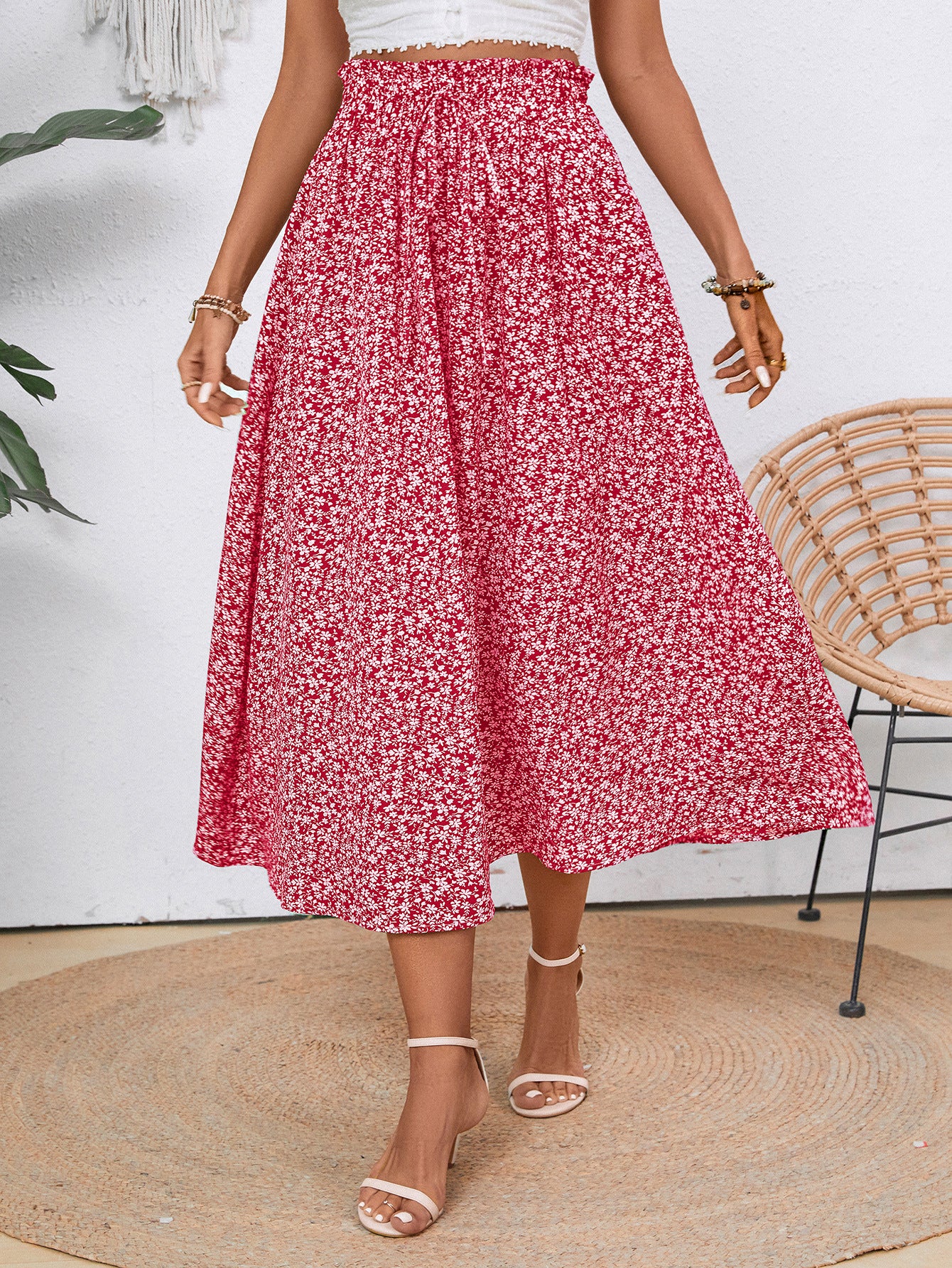 Damen Midi-Rock mit floralen Print Stalluxe