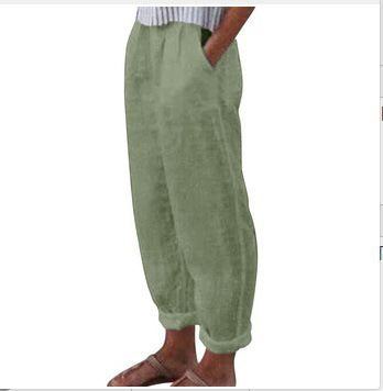 Damen lässige Leinenhose mit elastischem Bund und praktischen Seitentaschen Stalluxe