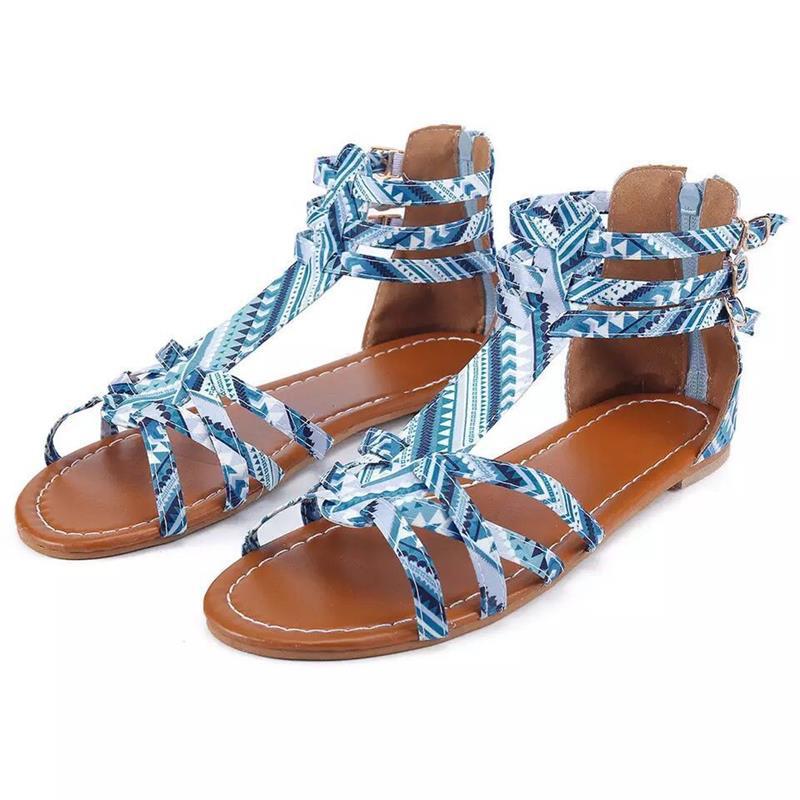 Damen Grafisch gemusterte Riemchensandalen mit verstellbarem Knöchelriemchen Stalluxe