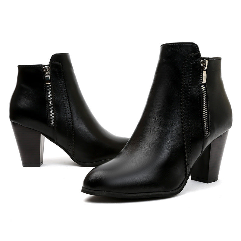 Damen elegante Stiefeletten mit modischem Reißverschluss und komfortablem Blockabsatz Stalluxe