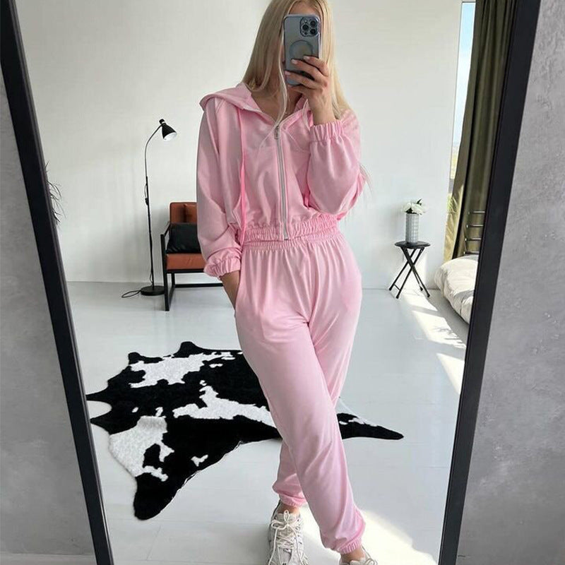 Damen Fleece-Sweatanzug mit Kapuze und elastischem Bund Stalluxe