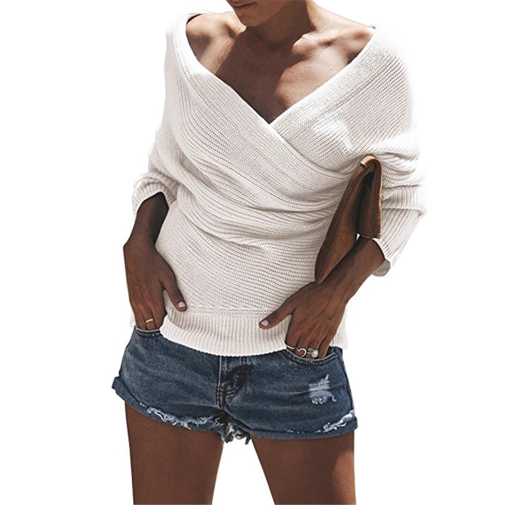 Damen Lässiger Strickpullover mit tiefem V-Ausschnitt und oversize Schnitt Stalluxe