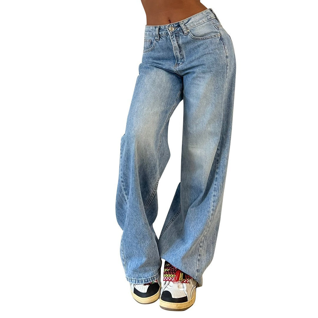 Damen Weit geschnittene Jeans mit hohem Bund und lässigem Schnitt Stalluxe