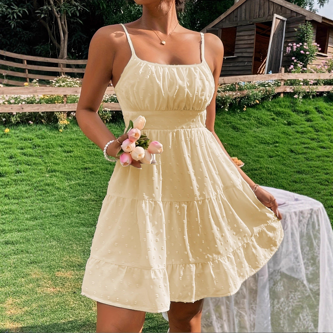 Damen Sommerkleid mit Rüschen und verstellbaren Spaghettiträgern Stalluxe
