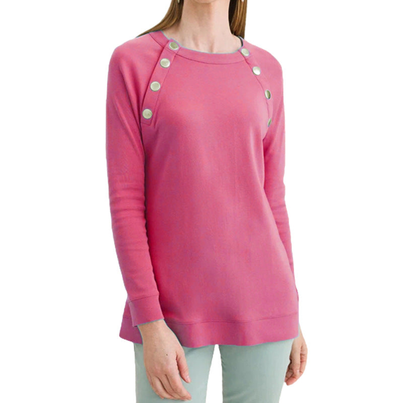 Damen Sweatshirt mit innovativem Knopfdesign Stalluxe