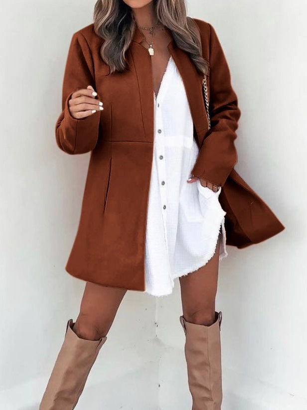 Damen minimalistischer Wool-Style Mantel mit elegantem Schnitt Stalluxe