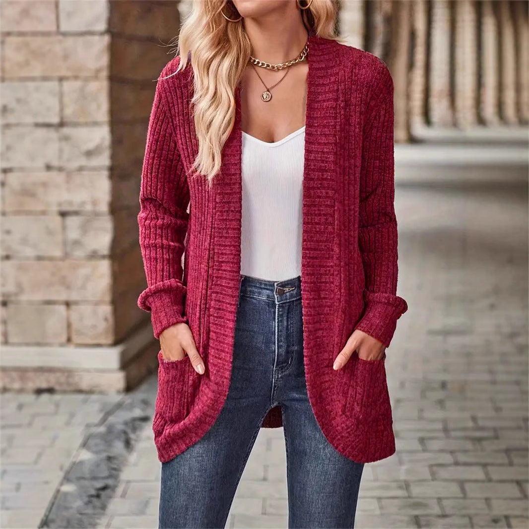 Damen lässige Strickjacke mit Taschen und strukturiertem Design Stalluxe