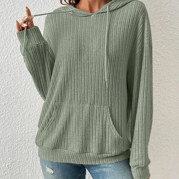 Damen Lässiger Kapuzenpullover mit Rippstruktur und praktischer Kängurutasche Stalluxe