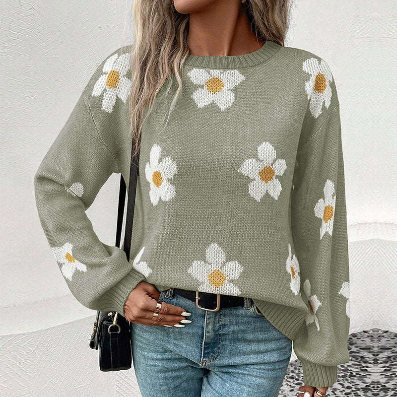 Damen Strickpullover mit floralen Akzenten und weitem Schnitt Stalluxe