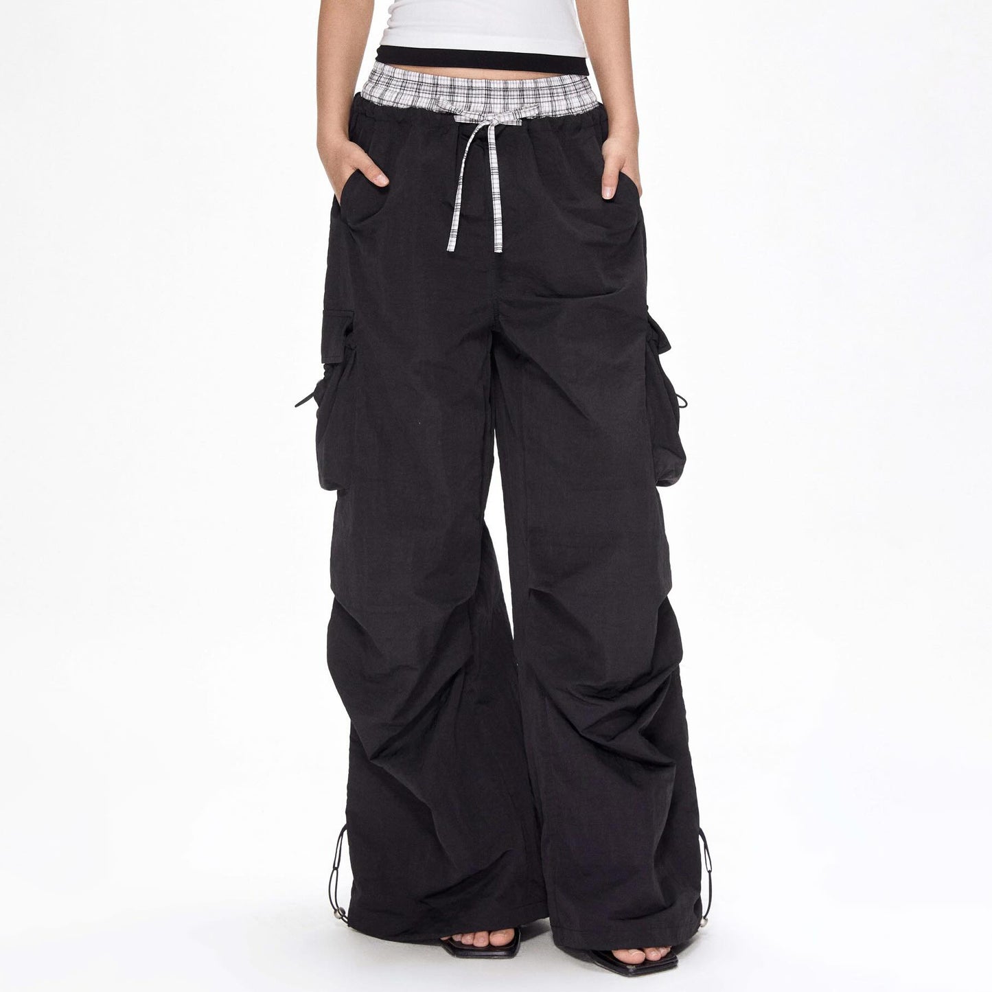 Damen Cargo-Hose mit breitem Bein und verstellbarem Bund Stalluxe