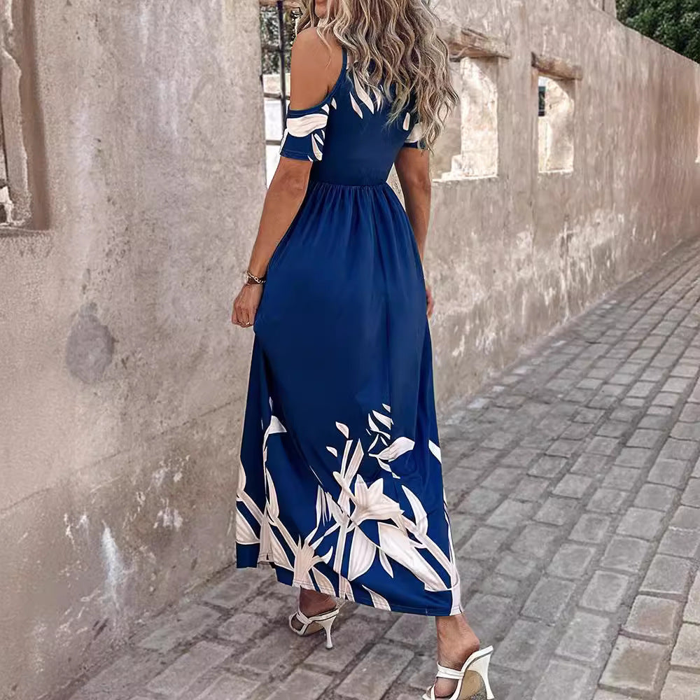 Damen Maxikleid mit schulterfreier Optik und floralem Design Stalluxe