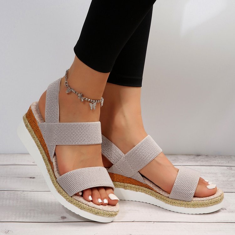 Damen Wedge-Sandalen mit gepolstertem Fußbett und elastischen Riemen Stalluxe