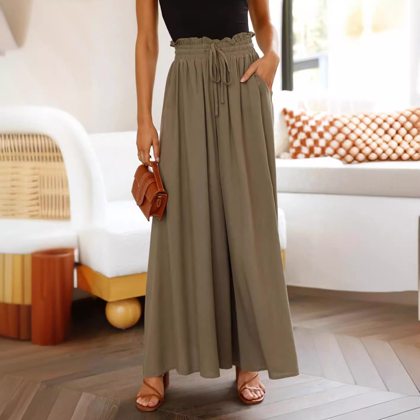 Women's Bohemian Style Maxi Skirt with Drawstring Waist Stalluxe